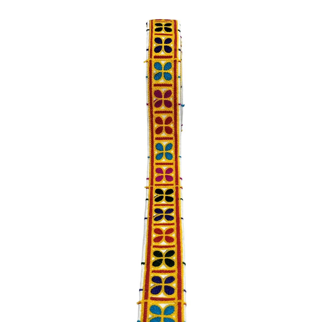 Decorative belt with floral patterns on a white background